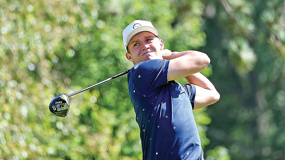 Max Lyons of Peoria, Ariz. hits a tee shot during the final round of the Wisconsin State Open Wednesday, Aug. 21 at Minocqua Country Club. Lyons birdied five of his last seven holes to earn a two-shot victory. (Jim Kelsh/wisconsin.golf)