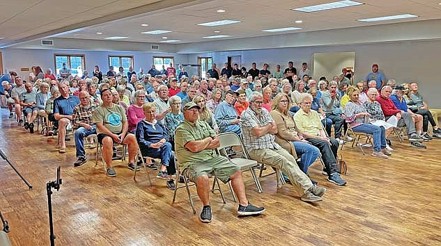 The main meeting room in the Woodruff community center was nearly filled to capacity during a special meeting of the Lac du Flambeau town board on Friday, Aug. 23. (Photo by Brian Jopek/Lakeland Times)