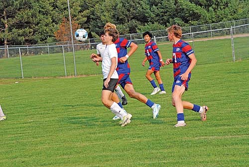 Will Kimball keeps his eyes on the ball in the first half of a 2-1 win over Northland Pines Tuesday, Sept. 3 at Sam Larsen Field in Eagle River. (Photo by Brett LaBore/Lakeland Times)