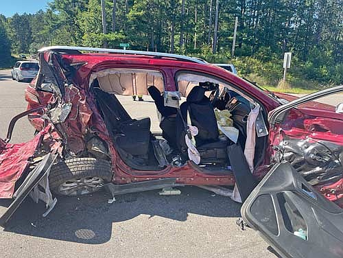 The 2019 Chevrolet Equinox involved in a three-vehicle crash at the intersection of U.S Highway 51 and County Highway K on Sunday, Sept. 1. Four passengers in the vehicle were taken to area hospitals, one via medical helicopter. (Contributed photograph)