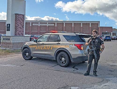 A.J. Berg, a deputy with the Oneida County Sheriff’s Office, was one of several law enforcement officers who responded to the report of a lockdown at Lakeland Union High School on Friday, Sept. 6. (Photo by Dean Hall/Lakeland Times)