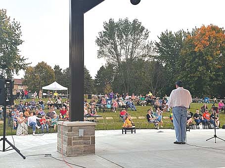 Tom Farley Jr. addresses the crowd at the sixth annual “Light up the Night” recovery event Sept. 12 at Rhinelander’s Hodag Park. (Submitted photo)