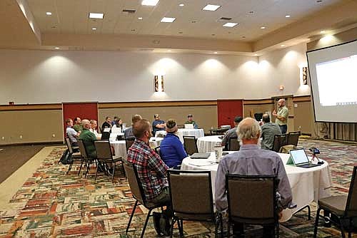 Department of Natural Resources deer program specialist Jeff Pritzl addresses the deer advisory committee regarding the proposed changes for DMUs in the Northern and Central Forest Zones. (Photo by Beckie Gaskill/Lakeland Times)