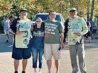 Nick Trim (left) and Nick O’Keefe took top honors in the UMBCS Tournament of Champions on the Turtle Flambeau Flowage last month with 34.31 pounds of fish caught over two days. They are pictured above with tournament organizers, Joni and Gregg Kizewski. (Submitted photo)