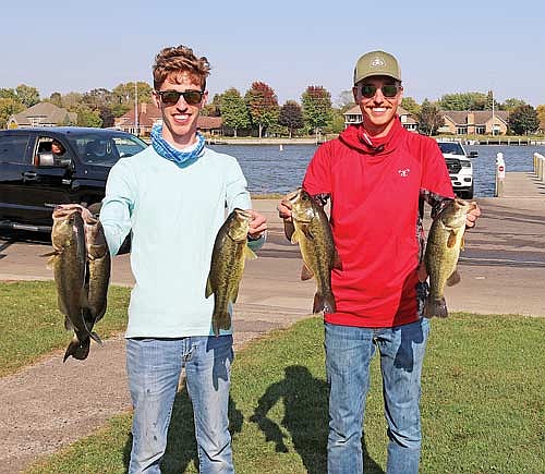 Danny (left) and Josh Cook grabbed top honors in the Wisconsin Bass Team Trail championship on the Winnebago System with a two-day total of 23.06 pounds. (Photo by Beckie Gaskill/Lakeland Times)