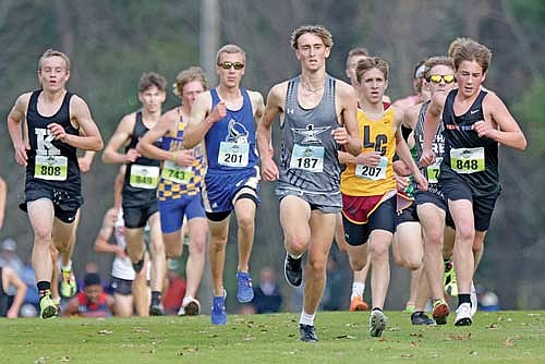 Lakeland's Ashton Bremer (167) races in the WIAA Division 2 boys' state cross country meet in Wisconsin Rapids Saturday, Nov. 2. Bremer placed 34th with a time of 16 minutes, 57.6 seconds. (Photo by Jeremy Mayo/River News)