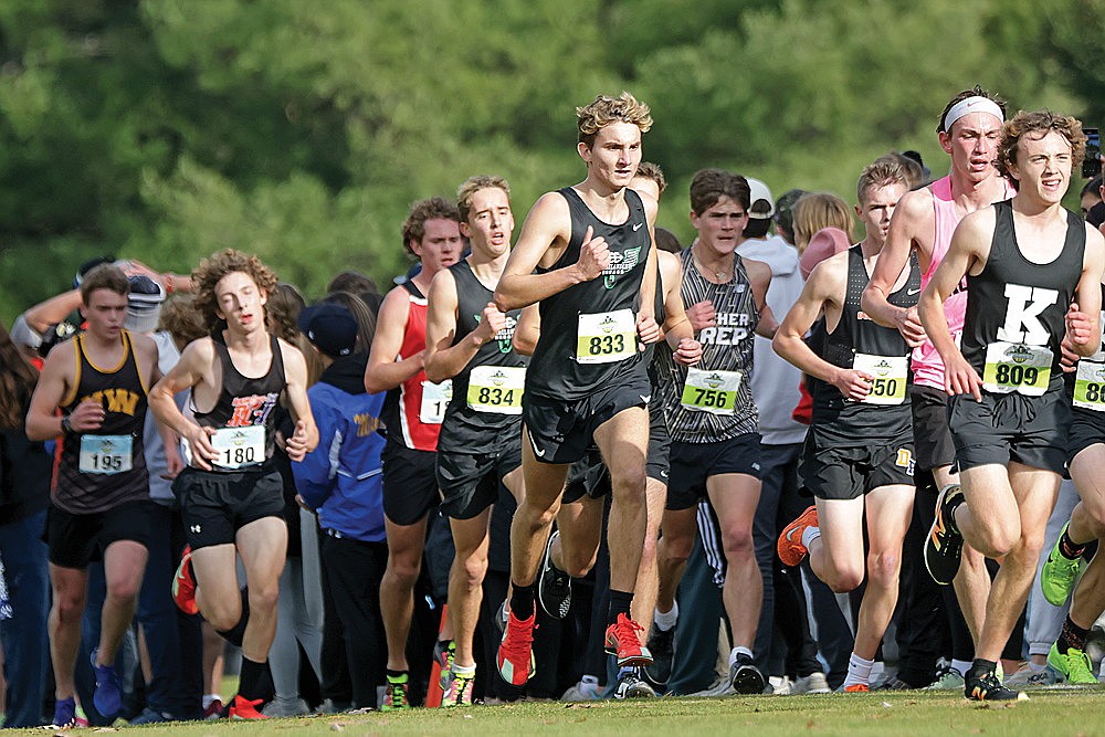 Rhinelander’s Grant Gremban races near the mile mark of the WIAA Division 2 boys’ state cross country meet in Wisconsin Rapids Saturday, Nov. 2. (Jeremy Mayo/River News)