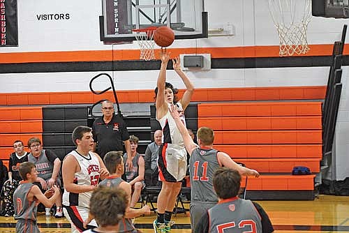 In this Dec. 14, 2023 file photo, Laken Walker takes a shot against Butternut at Coach Leverson Court in Mercer. Walker is coming off a season where he finished honorable mention all-conference. (Photo by Brett LaBore/Lakeland Times)