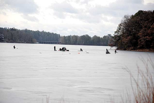 Anglers and winter enthusiasts are reminded to use extra caution when venturing out on frozen lakes early in the season. (Lakeland Times file photo)
