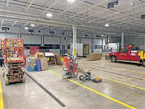 The equipment bays at the new Lac du Flambeau fire station, where the town's fire trucks are expected to be housed by mid-February. (Photo by Brian Jopek/Lakeland Times)