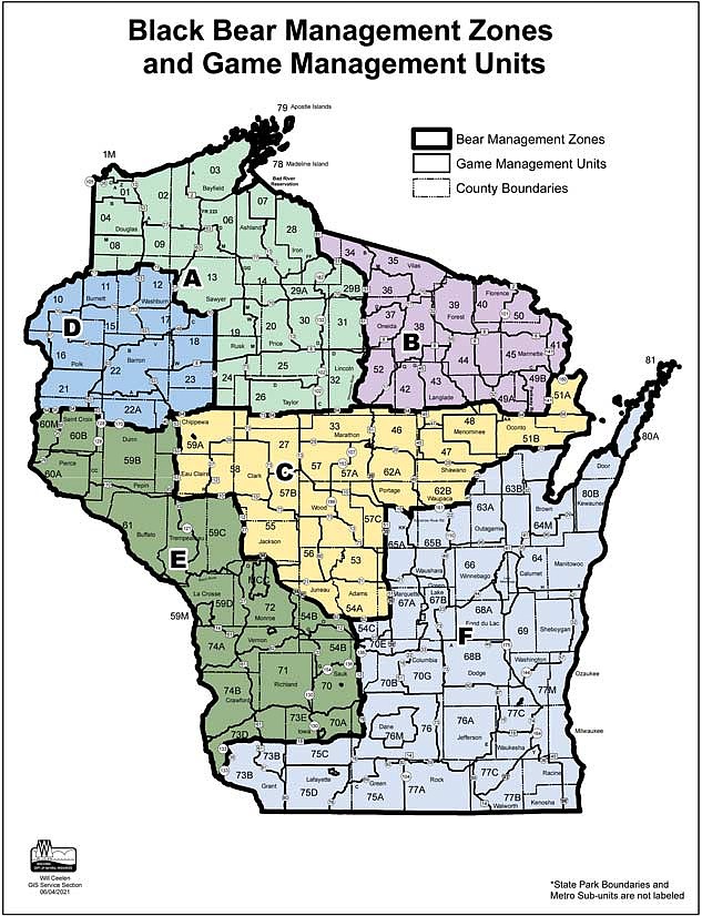 Bear management in the state is broken down into various units. The number of licenses in each unit is based on the overall population objective as well as hunter success rates in that unit. (Contributed image)