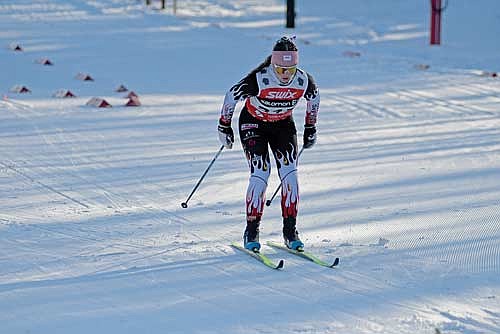 Miranda Schneider sets out from the start in her classic race during the Wisconsin Nordic Ski League distance championships Sunday, Feb. 9 at Birkie Trailhead in Cable. Schneider’s time came to 26:01.2, making the podium in 10th place. (Photo by Brett LaBore/Lakeland Times)