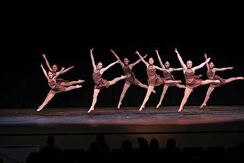 Dancers in the junior group perform to the song "Way Down We Go". (Photo by Bob Mainhardt/River News)