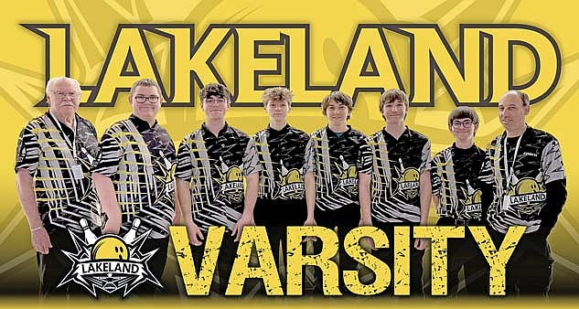 The Lakeland bowling team compiled a record of 0-9 with one tie on the season. The team pictured, from left, are coach Chuck Figer, James Welch, Talan Pockat, Tyler Fadroski, Caleb Trapp, James Kaplan, Everett Smith and assistant coach Chris Haling. Gavin Melzer is not pictured. Image credit Martin Kwick. (Contributed image)