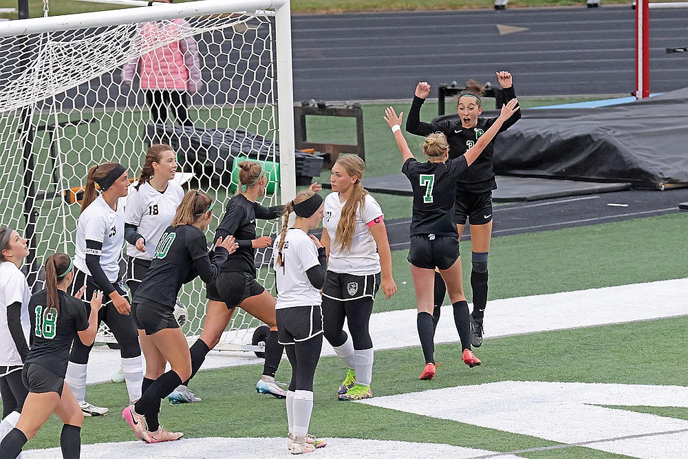 Rhinelander’s Alexis Smith celebrates after scoring a goal late in the first half of a GNC girls’ soccer game against Antigo at Mike Webster Stadium Tuesday, May 20. The Hodags won the game 9-0 and moved to 8-0-0-0 in Great Northern Conference play. (Jeremy Mayo/River News)