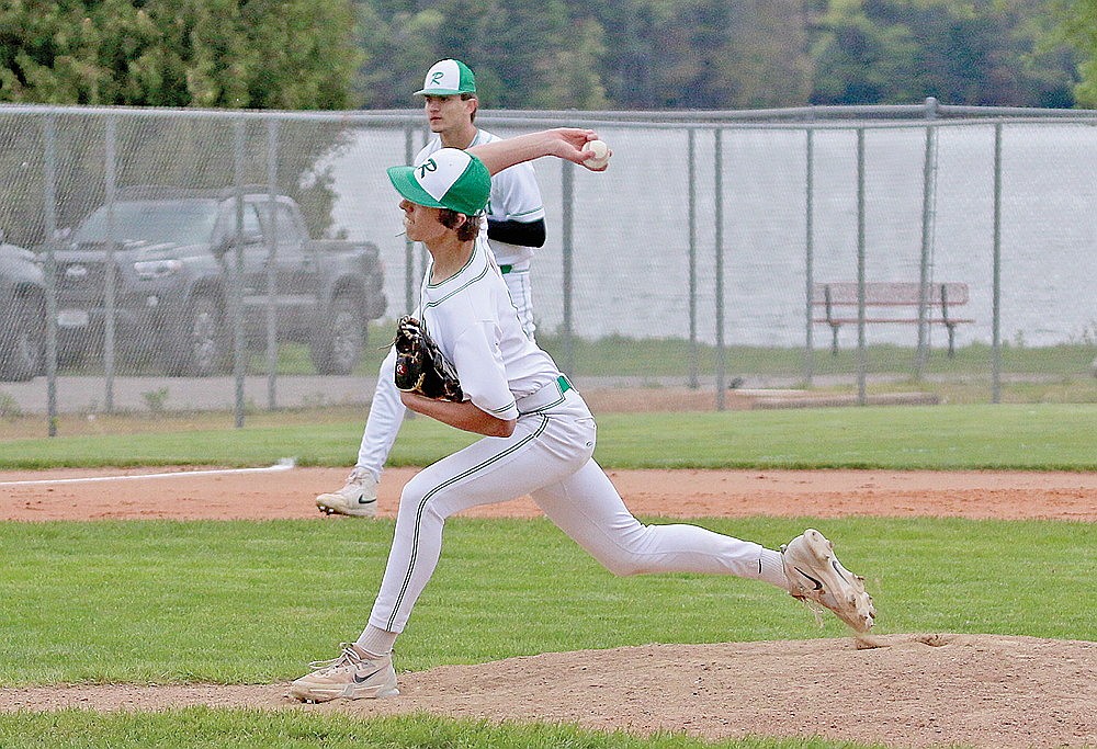 Rhinelander’s Mason Schmidt pitches during a non-conference baseball game against Marathon at Stafford Field Friday, May 23. Schmidt returned to the mound Tuesday and pitched six shutout innings as the Hodags closed out the regular season with a 6-0 victory over Wisconsin Rapids Assumption. (Bob Mainhardt for the River News)