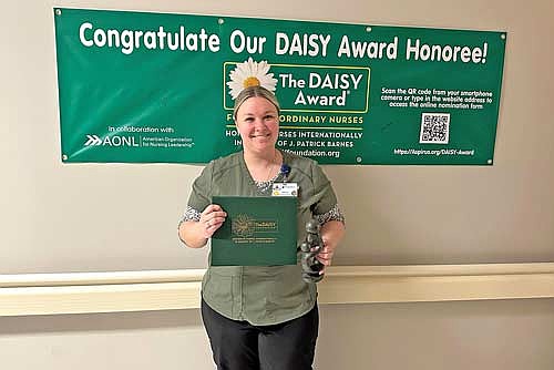 Howard Young Medical Center, part of Aspirus, recently honored Sarah Martin, RN, with the DAISY Award for Extraordinary Nurses in recognition of her commitment and patient-centered approach to care. The award is part of the DAISY Foundation’s program to recognize the super-human efforts nurses perform every day. (Contributed photograph)