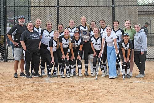 Team pictured, back row from left, are coach Jim Albers, Savanah Kemnitz, Rayna Hella, Moriah Louis, Sarah Barton, Saylor Timmerman, Lani Frisch, Malia Newport, Marlee Strasburg, manager Ellie Baker, head coach Whitney Furtak; front row, coach Brittany Benbenek-Whitehead, Allyson Seaberg, Ali Timmerman, Karlin Williams, Ciara Christianson, Addison Trapp and Stevie Jurries. (Photo by Brett LaBore/Lakeland Times)