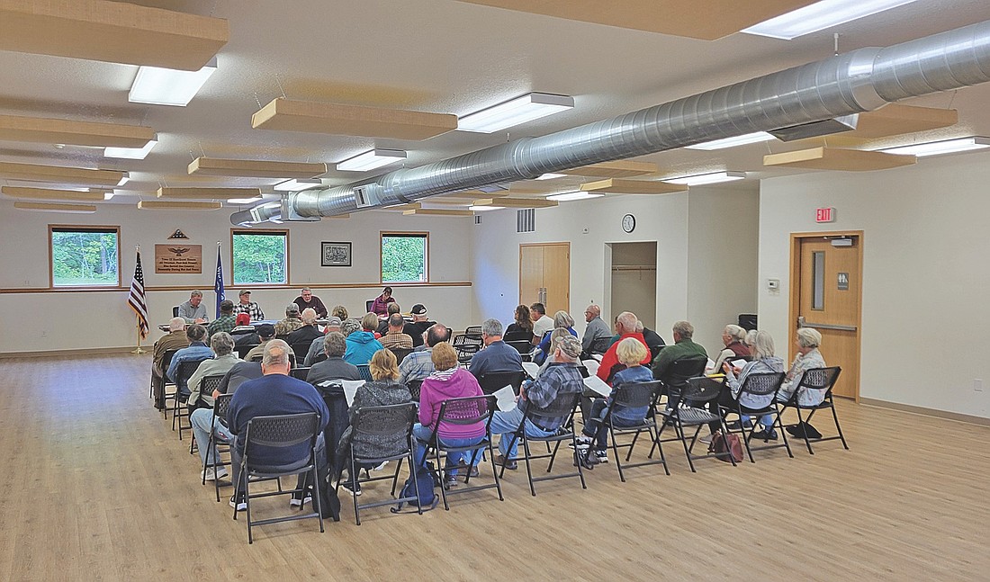 Nearly 40 people were in attendance at the June 10 Hazelhurst town board meeting. More than half left when it was announced there would be no wake boat discussion. (Photo by Michael Strasburg/Lakeland Times)