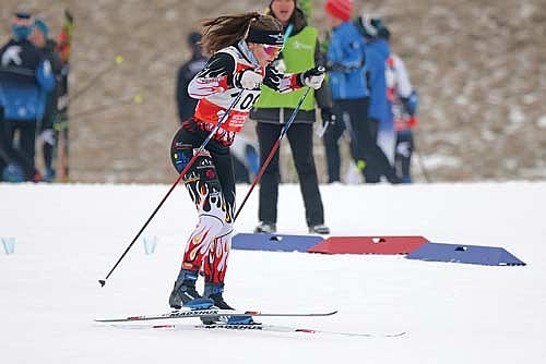 In this Feb. 2, 2025 file photo, Miranda Schneider skis in the Wisconsin Nordic Ski League sprint championships Sunday, Feb. 2 at Ariens Nordic Center in Brillion. (Photo by Jeremy Mayo/River News)
