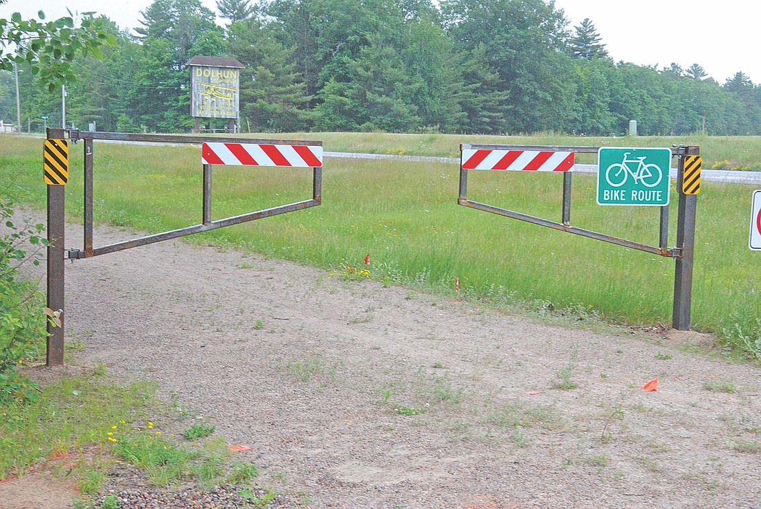 The bicycle trail gate on Wisconsin Department of Transportation right-of-way at the intersection of State Highway 47 and Gritzmachen Road in Woodruff. (Photo by Brian Jopek/Lakeland Times)