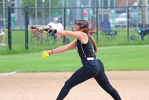 Shaye Trapp throws a pitch during a 14U softball game against Northland Pines on July 1 in Minocqua. (Photo by Kate Reichl/Lakeland Times)