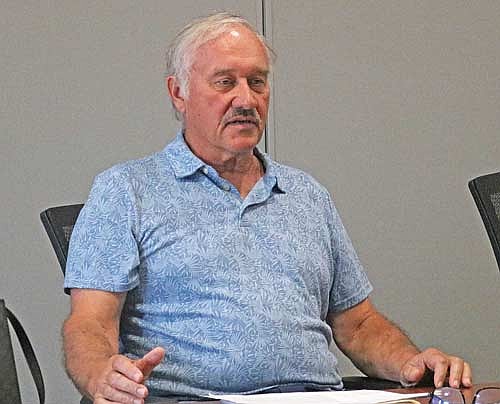 Steve Favorite of the town of Cloverland appeared at the Vilas County land and water conservation committee to ask for cost-share funding to help offset the cost of a large culvert project on Pickerel Creek. (Photo by Beckie Gaskill/Lakeland Times)