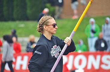 Olivia Wingo gets ready to do the pole vault during the National Association of Intercollegiate Athletics Track and Field National Championships May 23 in Marion, Ind. (Contributed photograph)