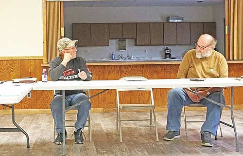 The Stella town board discussed the stakeholder groups that could be involved in a PFAS committee at its meeting on Sept. 8. Pictured are supervisor Rich Hirman, left, and Jerome Pokorny. (Photo by Beckie Gaskill/Lakeland Times)
