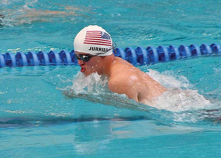 Joey Jurries swims the breaststroke during the Virtus Swimming Championships Aug. 24 to 30 in Bangkok, Thailand. Jurries won four medals and had the 10th-most points amongst all male individuals in the competition. (Contributed photograph)