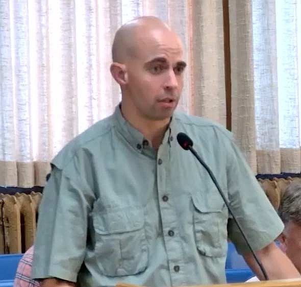 Rhinelander resident Ben Meyer spoke in front of the Rhinelander city council regarding the proposed West Hill Walking Trail, asking council members to move the project forward. (Contributed image)