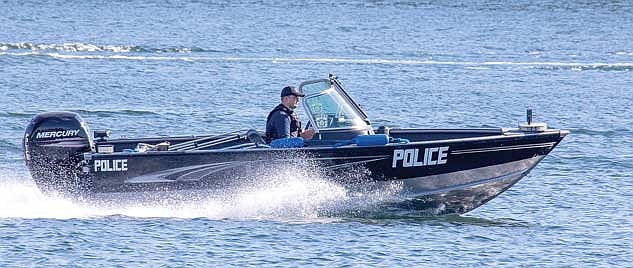 The Minocqua police department’s 2018 Lund patrol boat valued between $12,000 and $15,000 is expected to be sold in the spring of 2026. (Photo by Dean Hall/Lakeland Times)
