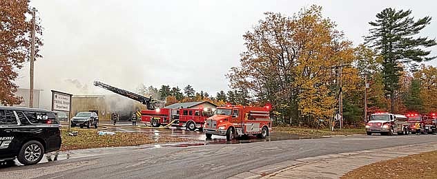 The Mutual Aid Box Alarm System (MABAS) was activated Wednesday morning by Lac du Flambeau fire chief Mike Zimmerman to battle a structure fire at the road department of the Lac du Flambeau Band of Lake Superior Chippewa Indians. (Photo by Heather Holmes/Lakeland Times)