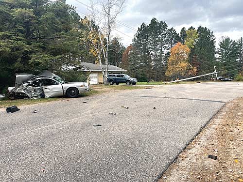 A Rhinelander man was cited as the result of a one-vehicle crash Sunday on River Road in the town of Pine Lake. (Contributed photograph)