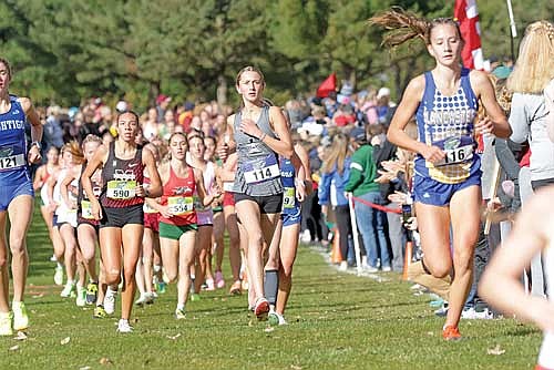 Emerson Rubo takes part in the WIAA State Cross Country Championships Saturday, Nov. 1 at The Ridges Golf Course in Wisconsin Rapids. (Photo by Jeremy Mayo/River News)