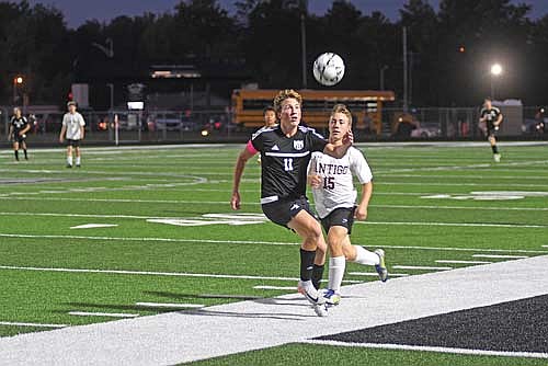 In this Sept. 25, 2025 file photo, Marshall Holmquist focuses on the ball in a conference game against Antigo at IncredibleBank Field in Minocqua. Holmquist led the GNC with 50 points and 22 goals and was the conference’s offensive player of the year. (Photo by Brett LaBore/Lakeland Times)