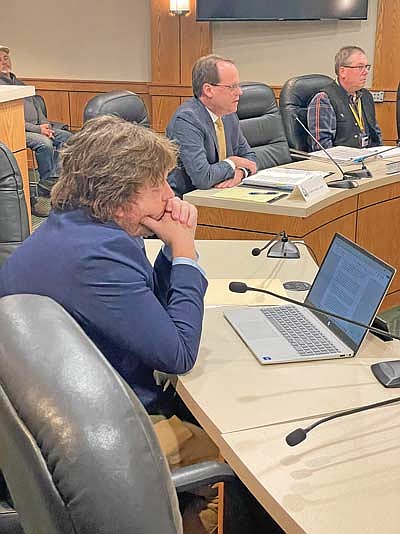 Kirk Bangstad’s attorney Fred Melms, Oneida County planning and development committee attorney David Jones and county planning and zoning director Karl Jennrich during the Nov. 6 Oneida County board of adjustment public hearing in Rhinelander. (Photo by Brian Jopek/Lakeland Times)