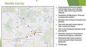 WHIP coordinator Rosie Page spoke to the steering committee regarding a number of projects she had worked on over the past field season in Oneida County. (Contributed image)