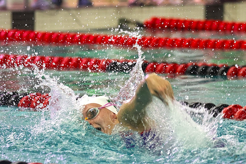 Rhinelander’s Kiley Pooch competes in the 50-yard freestyle during the WIAA Division 2 state girls’ swim meet in Waukesha Friday, Nov. 14. (Jeremy Mayo/River News)