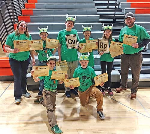 The High Tech Hodags placed in the top three among teams and earned two major awards at the Wisconsin FIRST Lego League Regional Competition held Nov. 8 in West Salem. Those attending the competition are; back row, from left, coach Anne Williams, team members Greyson Simmermaker, Nolan Ory, Broden Kohnhorst, and Elise Williams, and coach Steve Simmermaker; front row, team members William Simmermaker and Arlen Sauter. (Contributed photograph)