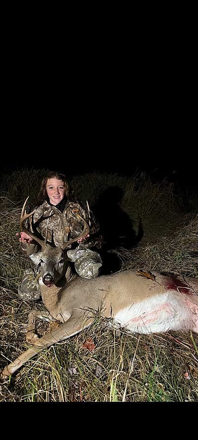 Claire Laddusire with her 10-point buck. (Contributed photo)