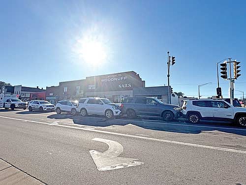 Four vehicles were involved in a chain reaction-style collision at the intersection of State Highway 47 and U.S. Highway 51 in downtown Woodruff on Nov 13. (Photo by Trevor Greene/Lakeland Times)