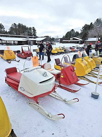 Some of the vintage snowmobiles you could see at the Cross Country Cruisers SnoFest in Arbor Vitae Jan. 16-17. (Contributed photograph)
