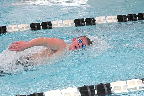 Garrison Jacques is one of Lakeland’s four swimmers this season. (Photo by Brett LaBore/Lakeland Times)