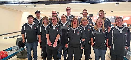 The Lakeland Area Special Olympics bowling season finished with the state tournament Saturday, Dec. 6 in Wausau. Pictured, back row from left, are Devin Boman, Jonathan Hackner, Jake Hansen, Beau Jorgensen, Betsy Hall; front row, Haley Jensch, Whitley Divine, Megan Heyen, Alicia Bruckner, Marisa Molinaro, Natalie Schneider, Erin Dallas and Courtney Koebernik. Missing from the photo are Jonathan Ashbeck and Nolan Hansen. (Contributed photograph)