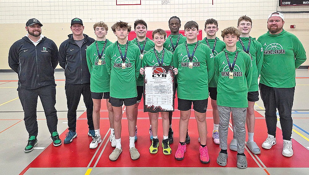 Pictured, in the front row from left to right, are Max Howard, Coltyn Anderson, Carter Bell and Boston Hopfensperger. In the back row are coach Josh Clark, coach Ted Sommer, Connor Clark, Mason Stein, Belief Tulowitzky, Hans Sommer, Jaxson Kremer and coach Jason Kremer. (Contributed photograph)
