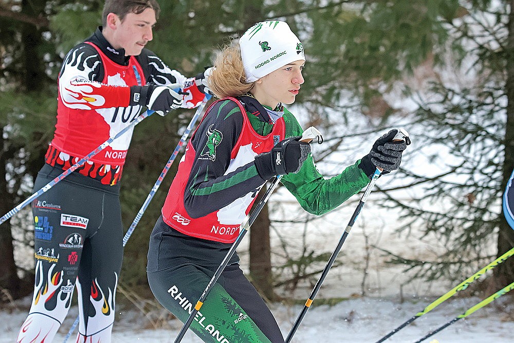 Hodag Nordic’s Sam Loomis takes off at the start of the Iola Skate Race in Iola Sunday, Jan. 11. (Contributed photograph)