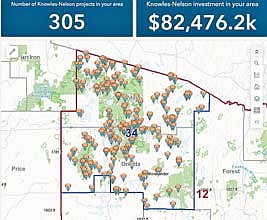 A map on the Knowles-Nelson website shows that 305 projects have been completed with KN dollars in District 34. (Contributed image)