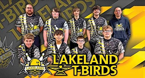 The Lakeland bowling team is 4-4 this season. The team pictured, back row from left, are coach Scott Ward, Skylar Johnson, James Kaplan, Talan Pockat, coach Christiaan Haling; front row, Mason Ward, Bryson Waterman, Everett Smith and Gavin Melzer. Missing are James Welch and Caleb Trapp. Image by: Martin Kwick/Kwick Graphics. (Contributed image)