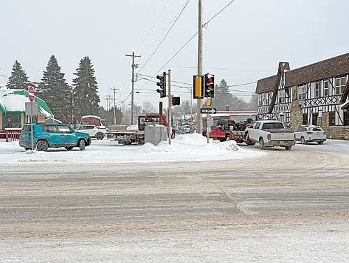 Two vehicles were damaged in a Jan. 22 collision in downtown Minocqua. (Photo by Trevor Greene/Lakeland Times)